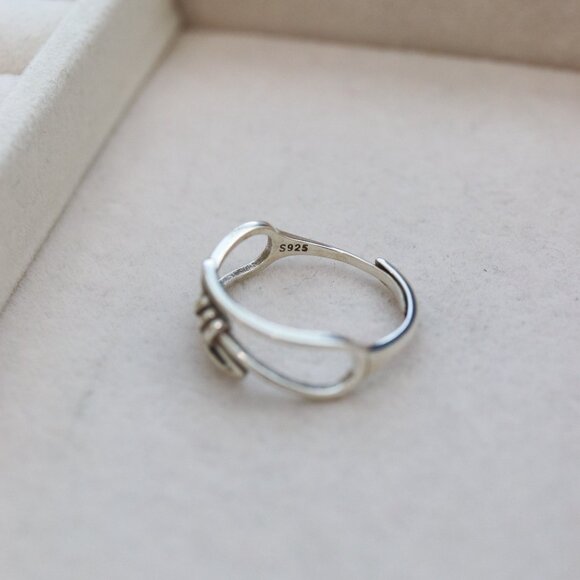 S925 Knot Link Style Adjustable Ring Sterling Silver Stamped S925 - Picture 2 of 4
